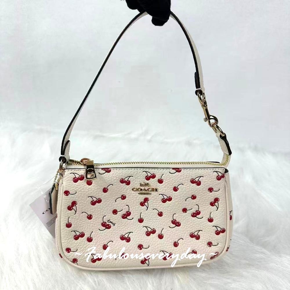 Coach Nolita 19 Bag with Cherry Print CEX29 Leather Gold Chalk Multi NWT